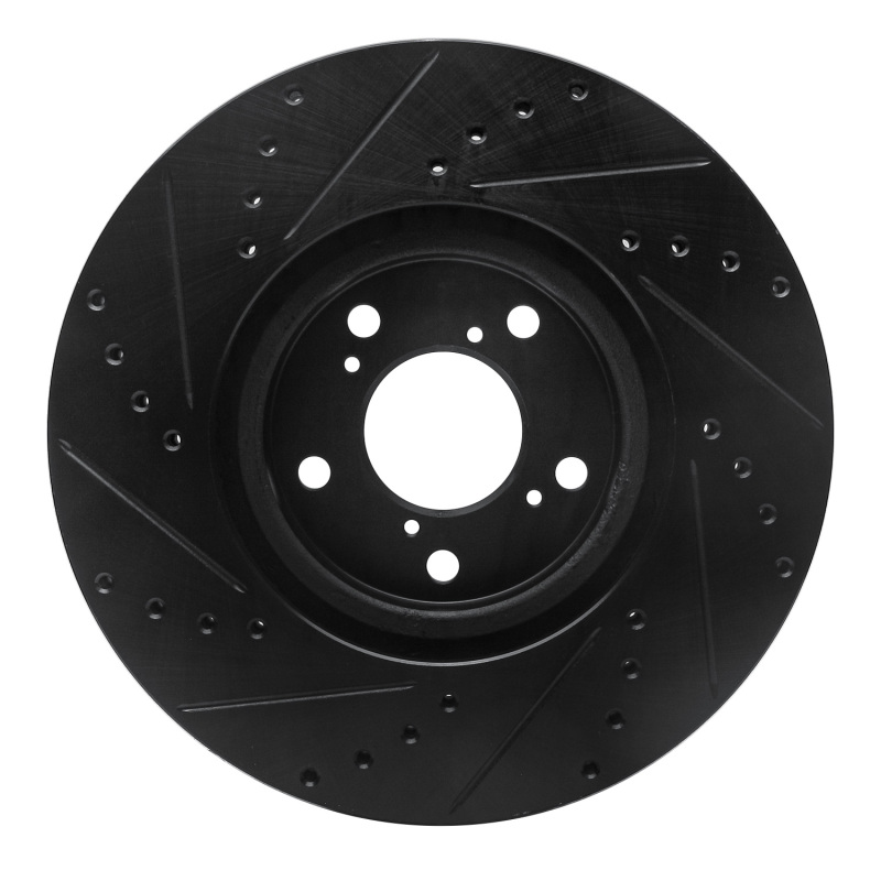 Acura MDX Brake Rotor (1) - Front Right - R1 Concepts - Drilled & Slotted - Black - `07-`20